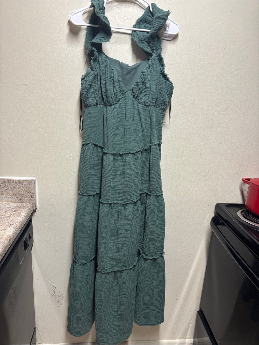 Free The Roses Ruffle Guaze Maxi Dress large - Picture 2 of 6